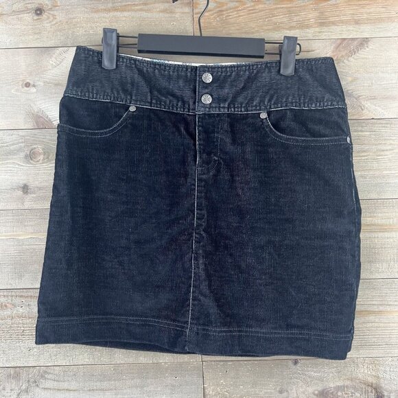 Athleta Womens Skirt Ridge Corduroy Mini Pockets Textured Ribbed Casual Black 4 - Picture 1 of 7